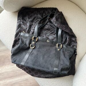 Gucci Black Monogram Shoulder Tote Bag